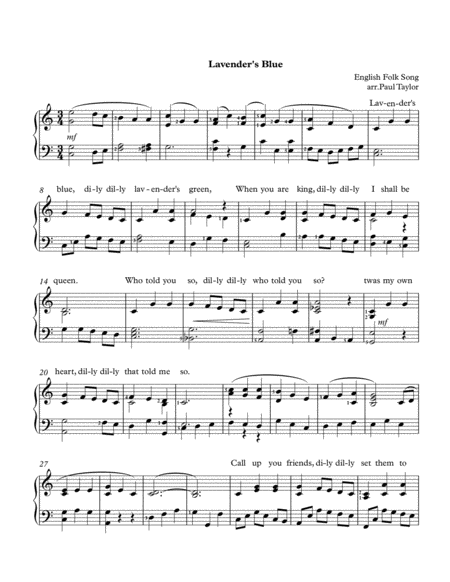 Lavenders Blue Sheet Music