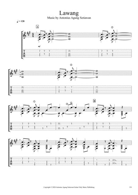 Lawang Solo Guitar Tablature Sheet Music