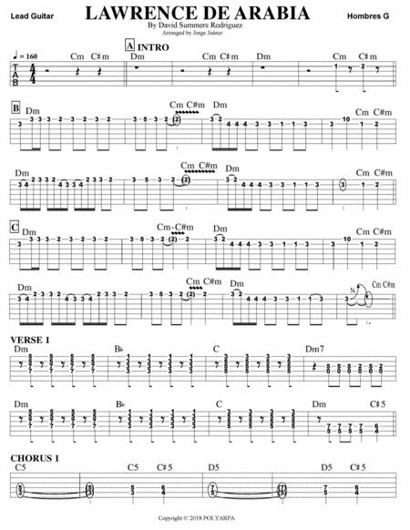 Free Sheet Music Lawrence De Arabia Guitar Tab