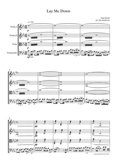 Lay Me Down String Quartet Sheet Music