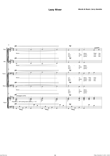 Free Sheet Music Lazy River