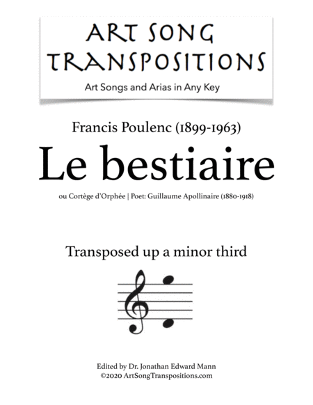 Le Bestiaire Transposed Up A Minor Third Sheet Music