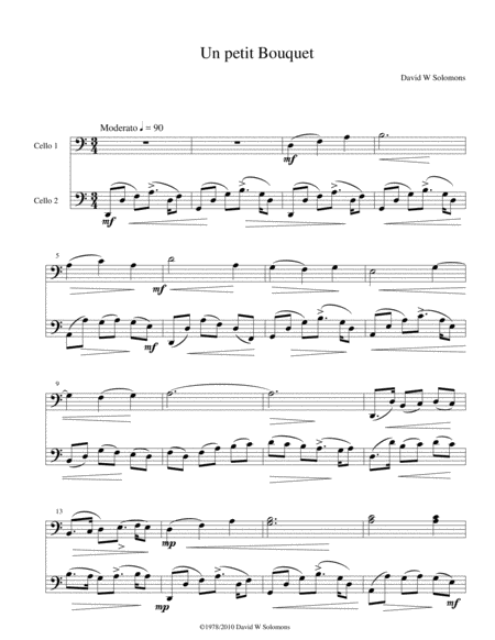 Free Sheet Music Le Bouquet For 2 Cellos