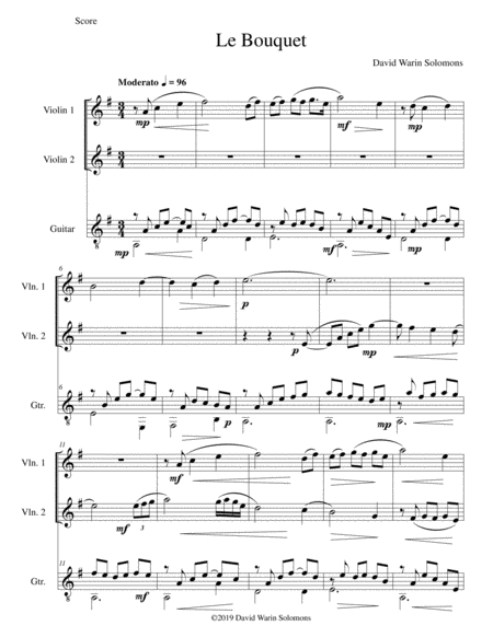 Le Bouquet For 2 Violins And Guitar Sheet Music