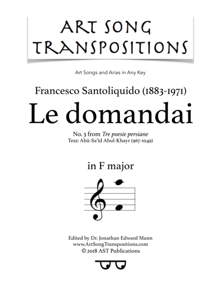 Le Domandai F Major Sheet Music