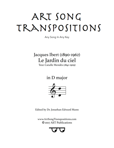 Le Jardin Du Ciel D Major Sheet Music