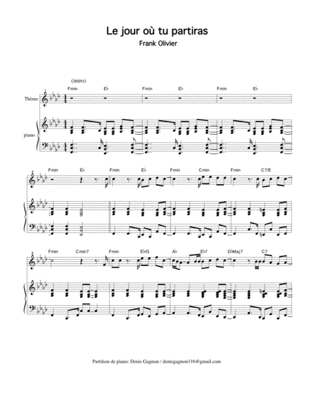 Free Sheet Music Le Jour O Tu Partiras Partition De Piano D Accompagnement