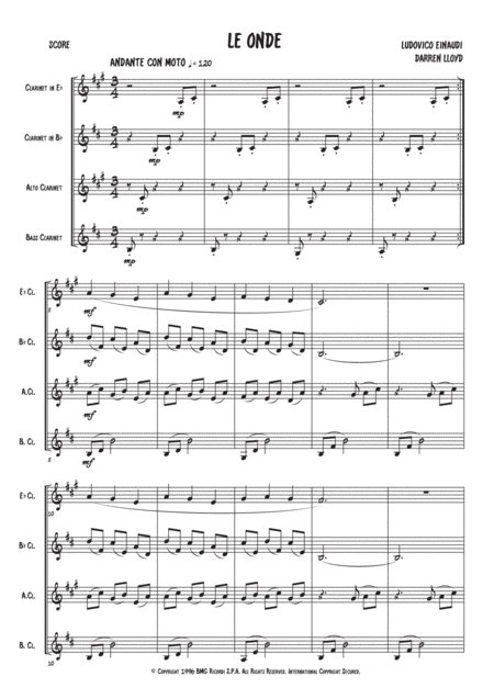 Free Sheet Music Le Onde Clarinet Quartet