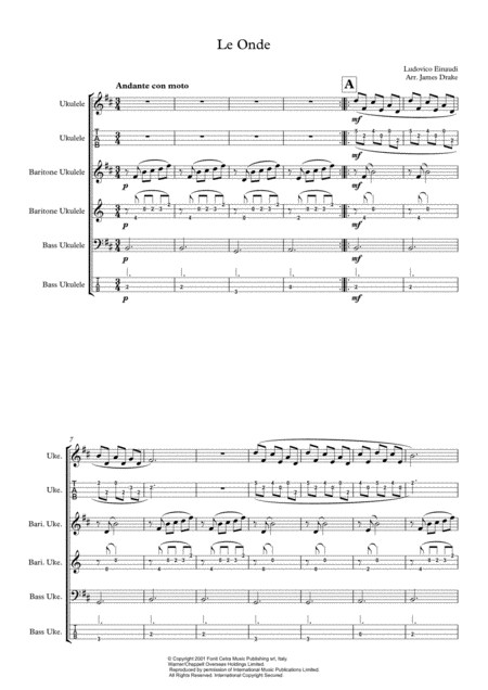 Le Onde For Ukulele Ensemble Sheet Music