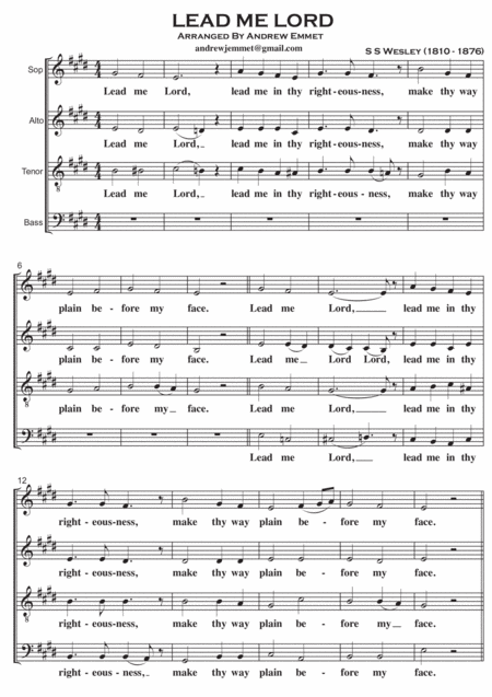 Lead Me Lord A Cappella Sheet Music