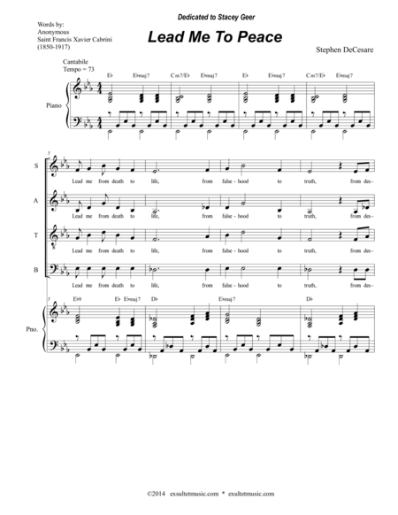 Lead Me To Peace Sheet Music