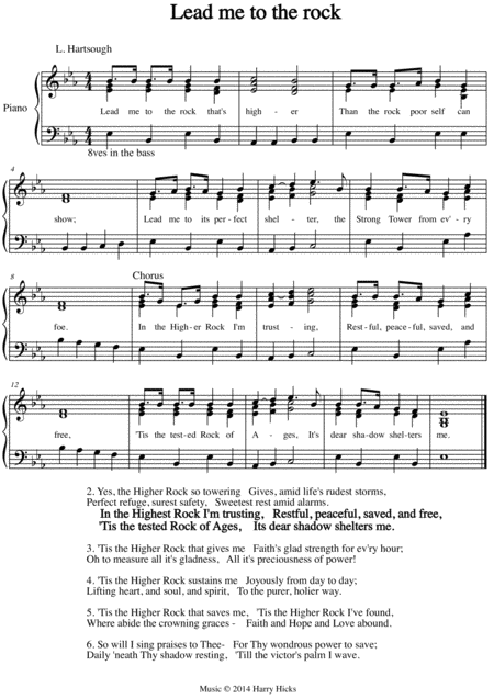 Free Sheet Music Lead Me To The Rock A New Tune To A Wonderful Old Hymn