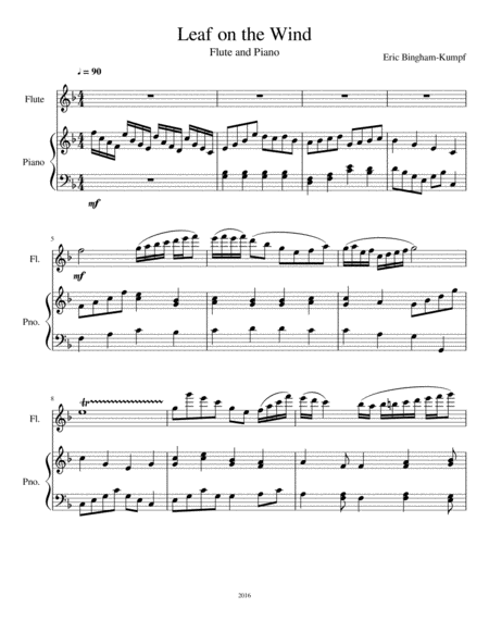 Free Sheet Music Leaf On The Wind