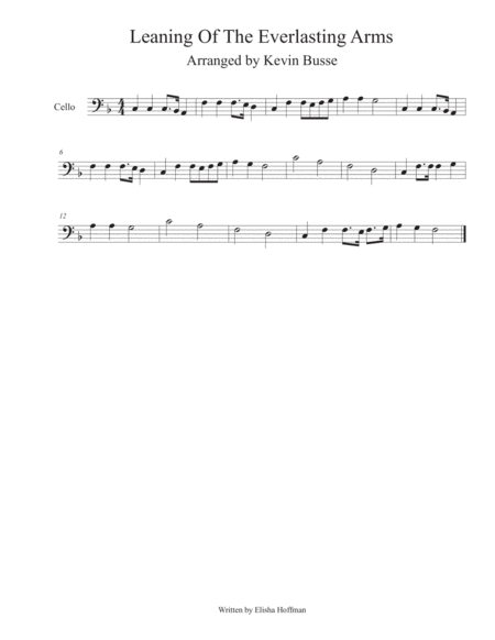 Leaning Of The Everlasting Arms Cello Sheet Music