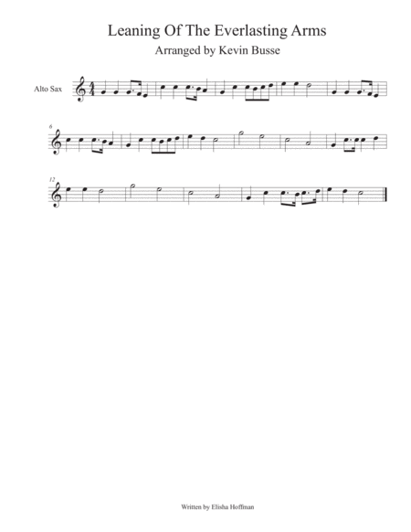 Leaning Of The Everlasting Arms Easy Key Of C Alto Sax Sheet Music