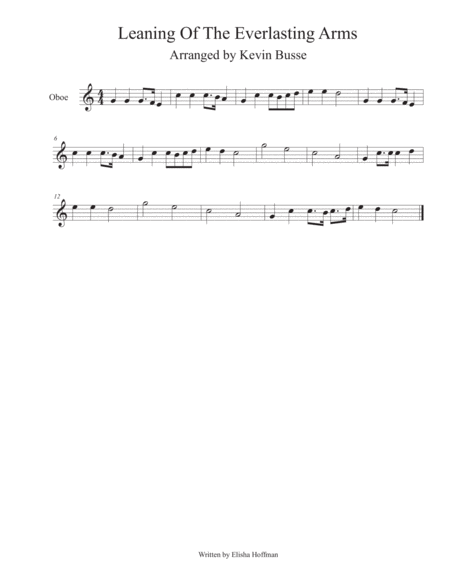 Leaning Of The Everlasting Arms Easy Key Of C Oboe Sheet Music