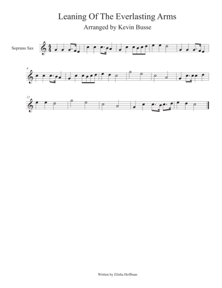 Free Sheet Music Leaning Of The Everlasting Arms Easy Key Of C Soprano Sax