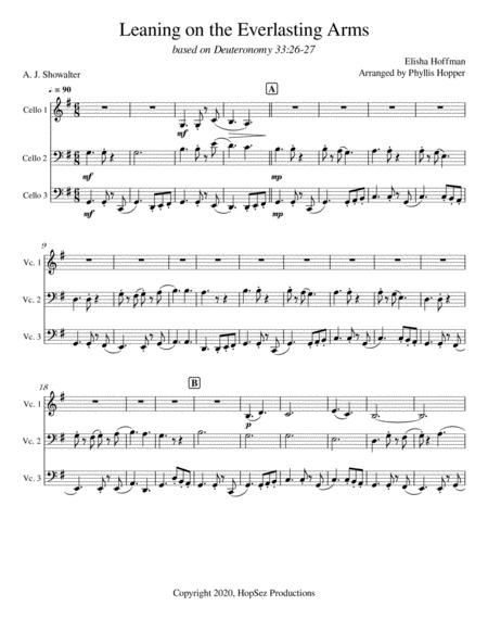Free Sheet Music Leaning On The Everlasting Arms Cello Trio