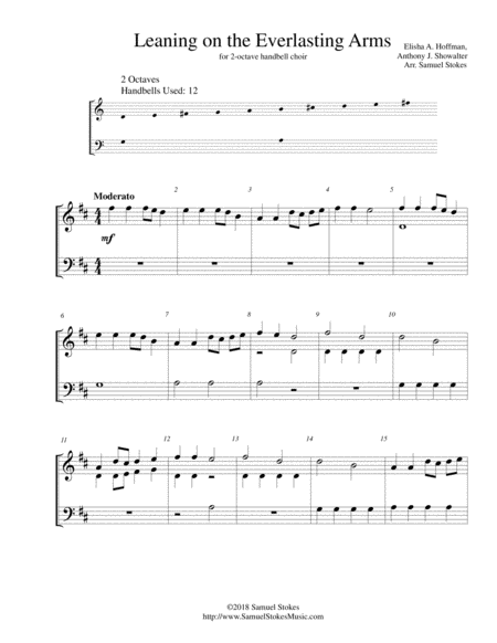 Leaning On The Everlasting Arms For 2 Octave Handbell Choir Sheet Music