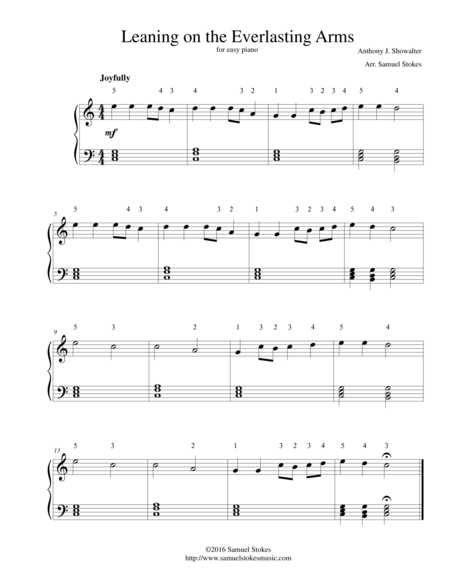 Free Sheet Music Leaning On The Everlasting Arms For Easy Piano