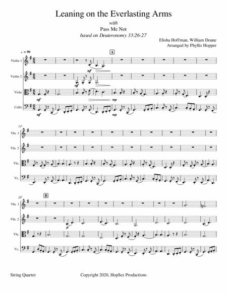 Free Sheet Music Leaning On The Everlasting Arms String Quartet