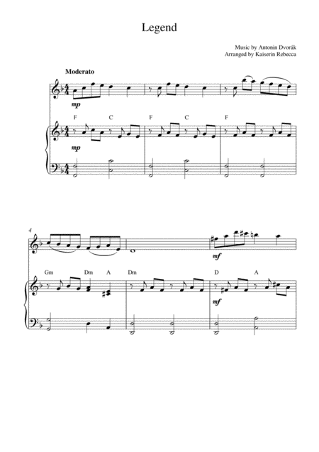 Legend Oboe Solo And Piano Accompaniment Sheet Music