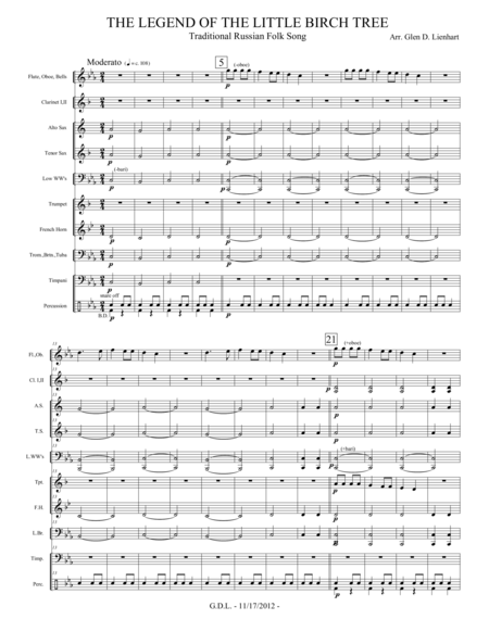 Legend Of The Little Birch Tree Extra Score Sheet Music