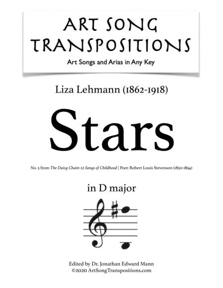 Free Sheet Music Lehmann Stars Transposed To D Major