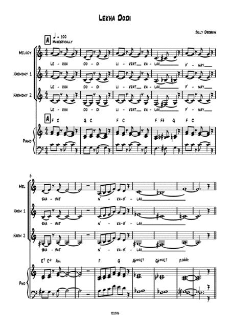 Free Sheet Music Lekha Dodi