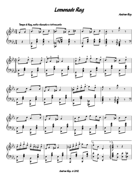 Free Sheet Music Lemonade Rag