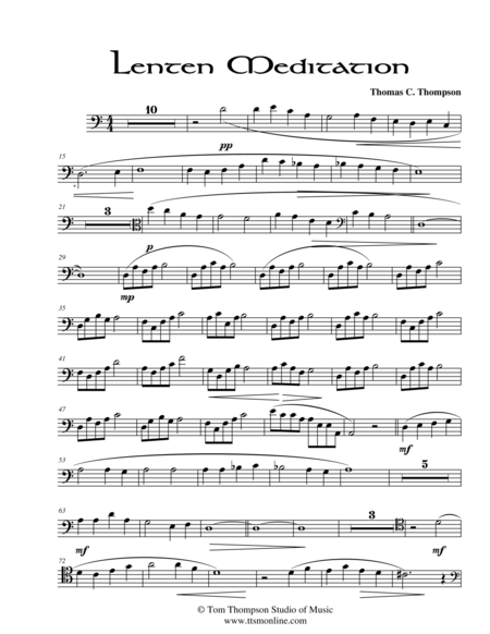 Lenten Meditation Cello Score Sheet Music