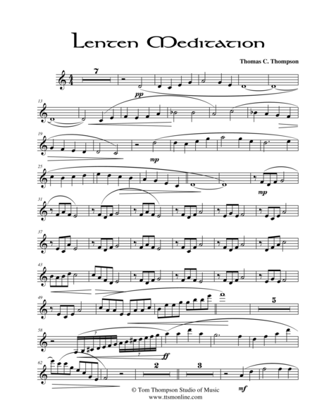 Lenten Meditation Violin Score Sheet Music