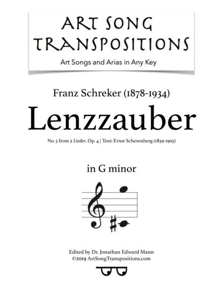 Free Sheet Music Lenzzauber Op 4 No 5 G Minor
