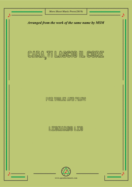Free Sheet Music Leo Cara Ti Lascio Il Core For Violin And Piano