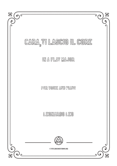 Leo Cara Ti Lascio Il Core In A Flat Major For Voice And Piano Sheet Music