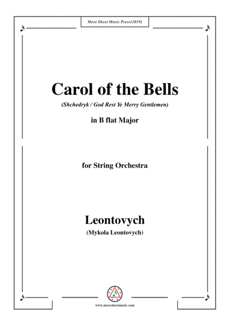 Leontovych Carol Of The Bells Shchedryk For String Orchestra Sheet Music