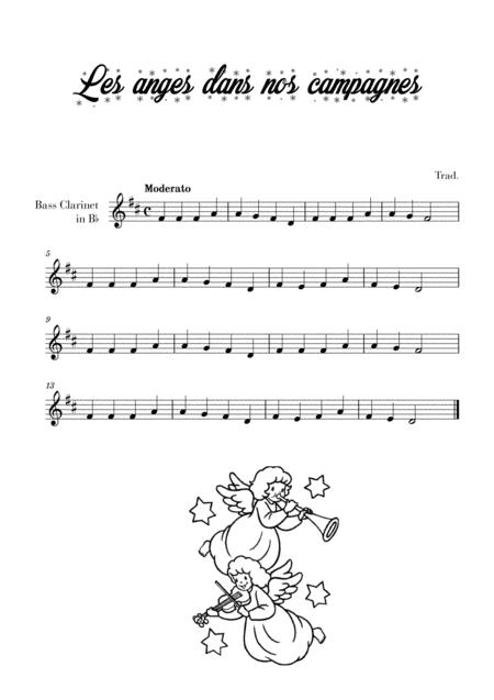 Free Sheet Music Les Anges Dans Nos Campagnes For Bass Clarinet