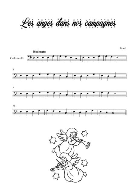 Free Sheet Music Les Anges Dans Nos Campagnes For Cello