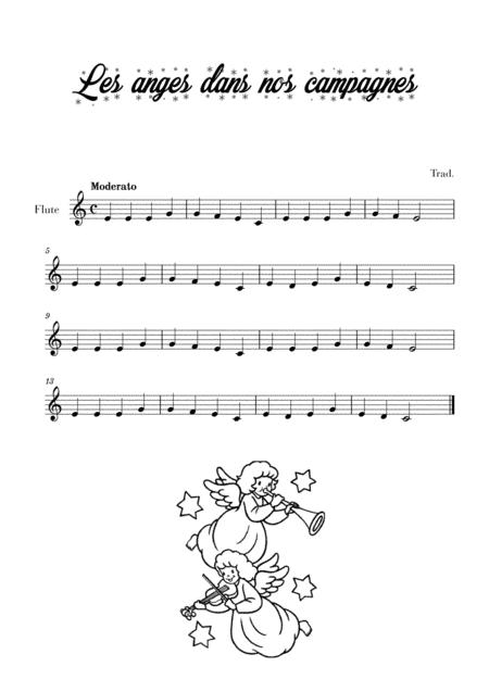 Free Sheet Music Les Anges Dans Nos Campagnes For Flute