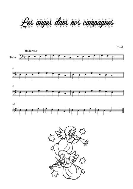 Les Anges Dans Nos Campagnes For Tuba Sheet Music