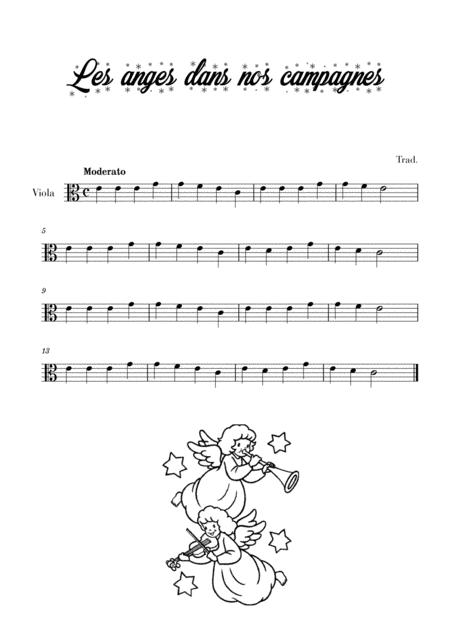 Free Sheet Music Les Anges Dans Nos Campagnes For Viola