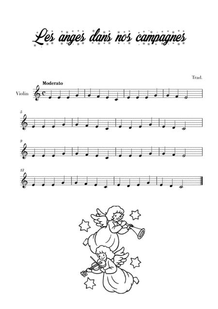 Free Sheet Music Les Anges Dans Nos Campagnes For Violin