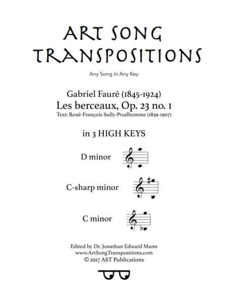 Les Berceaux Op 23 No 1 In 3 High Keys D C Sharp C Minor Sheet Music