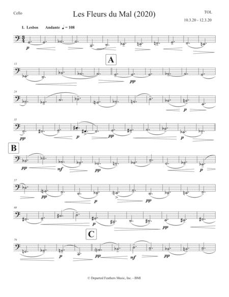 Free Sheet Music Les Fleurs Du Mal 2020 For Soprano And String Quartet Cello Part