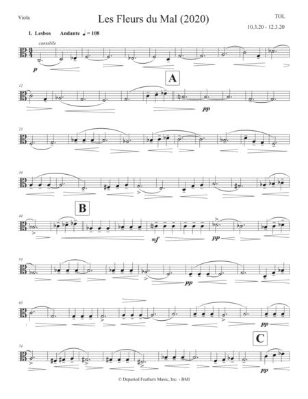 Free Sheet Music Les Fleurs Du Mal 2020 For Soprano And String Quartet Viola Part