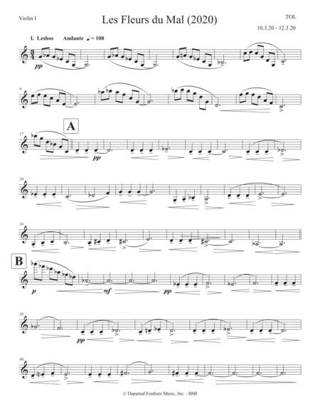 Free Sheet Music Les Fleurs Du Mal 2020 For Soprano And String Quartet Violin 1 Part