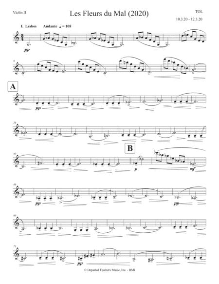 Free Sheet Music Les Fleurs Du Mal 2020 For Soprano And String Quartet Violin 2 Part