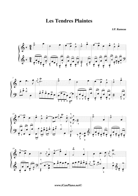 Free Sheet Music Les Tendres Plaintes Rameau Icanpiano Style