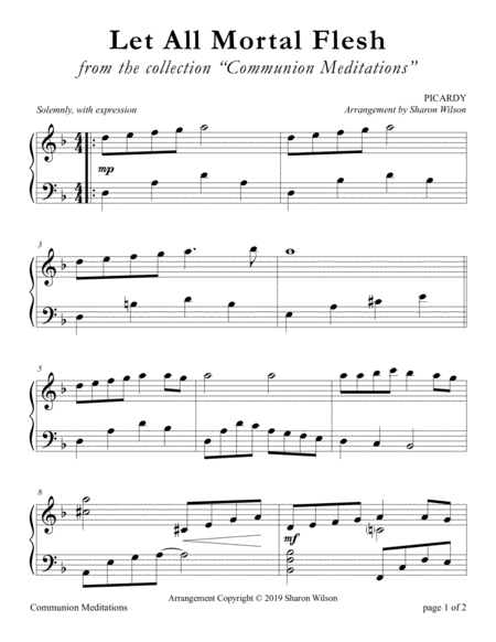 Let All Mortal Flesh Keep Silence Large Print Piano Solo Sheet Music