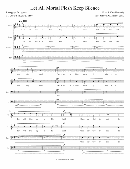 Let All Mortal Flesh Keep Silence Ttbb Choral Arrangement Sheet Music